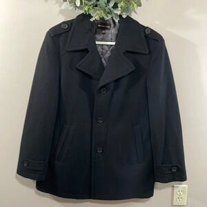 Michael Kors Wool Blend Insulated Coat Single Breasted Black L